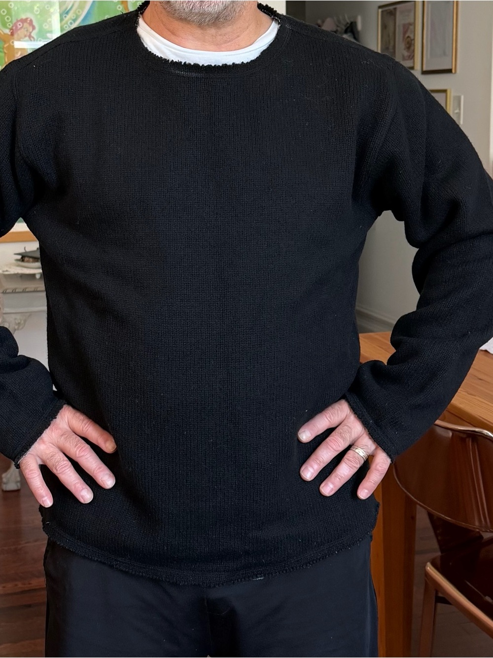 Men's DKNY Black Crewneck Sweater - Classic Knit